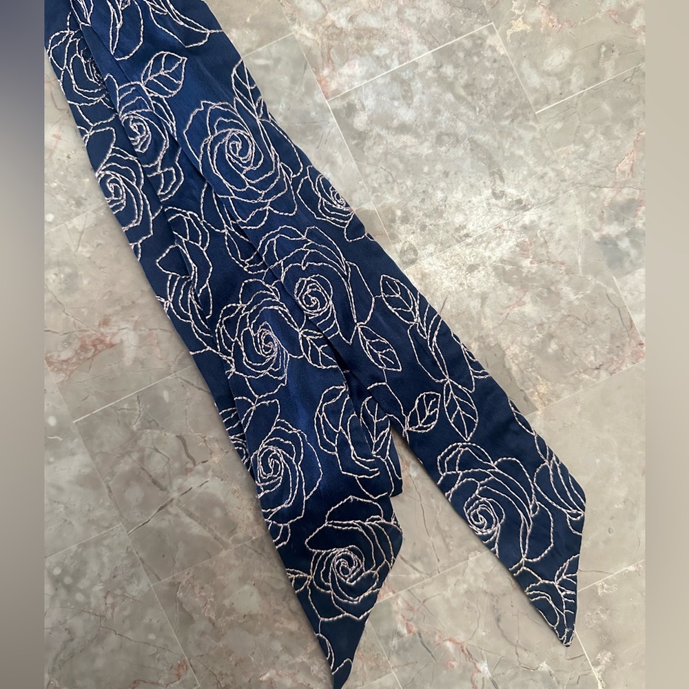 Bebe Dark Blue Rose Pattern Button Down Shirt W/B… - image 7